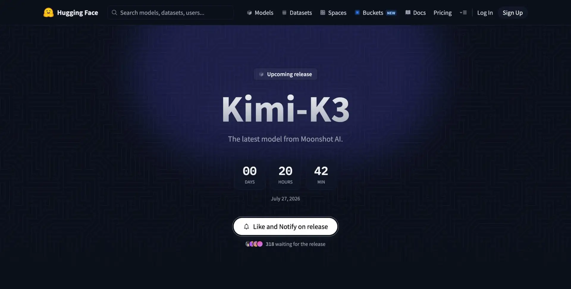 Уже завтра Moonshot AI откроет веса Kimi K3. Официальный репозиторий с обратным отсчетом появился на