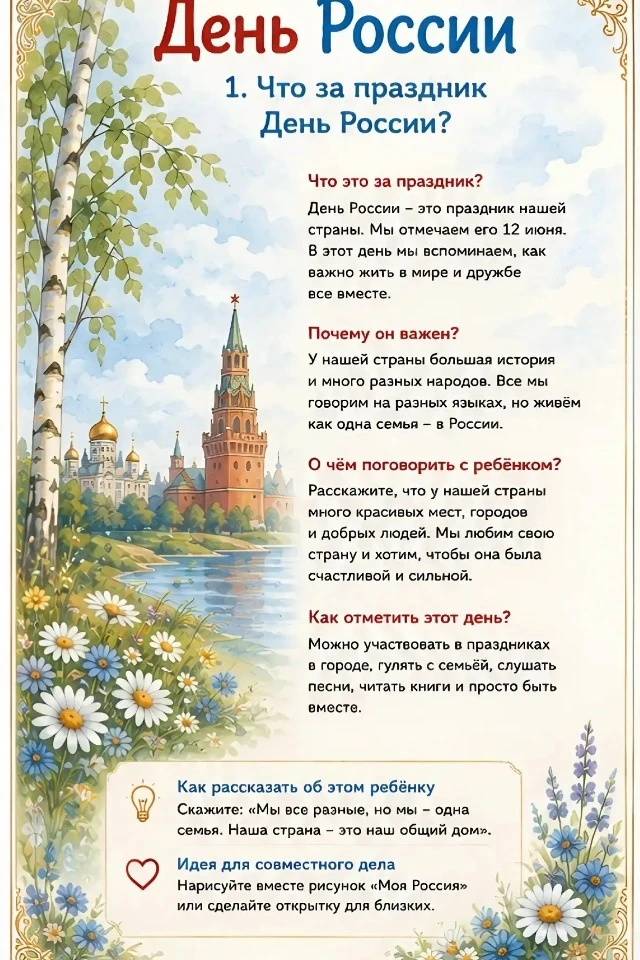 🇷🇺12 июня - День России

❤️Это отличный повод рассказать детям об истории нашей великой страны , о