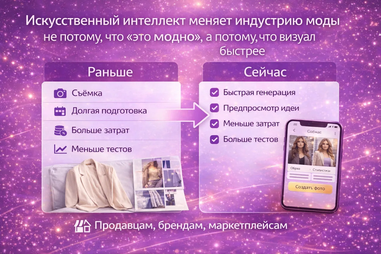 ИИ меняет моду не потому, что “это тренд”.
Он меняет его потому, что в моде и визуальном контенте да