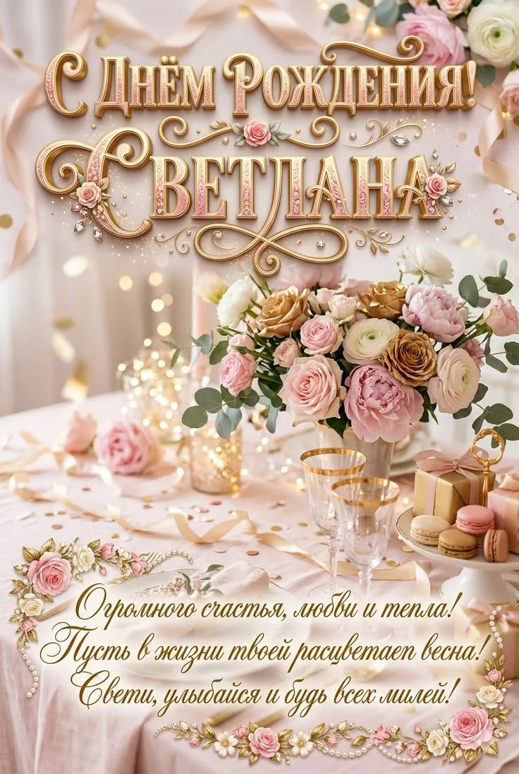 Дорогая Светлана! С днём рождения, с твоим чудесным 46‑летием! Ты — настоящее сокровище нашей семьи: