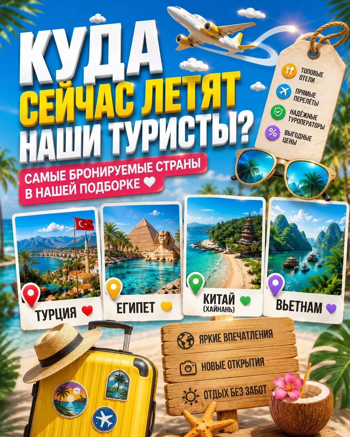 🔥 КУДА СЕЙЧАС ЛЕТЯТ НАШИ ТУРИСТЫ?
САМЫЕ БРОНИРУЕМЫЕ СТРАНЫ В НАШЕЙ ПОДБОРКЕ ✈️

Если вы всё ещё дум