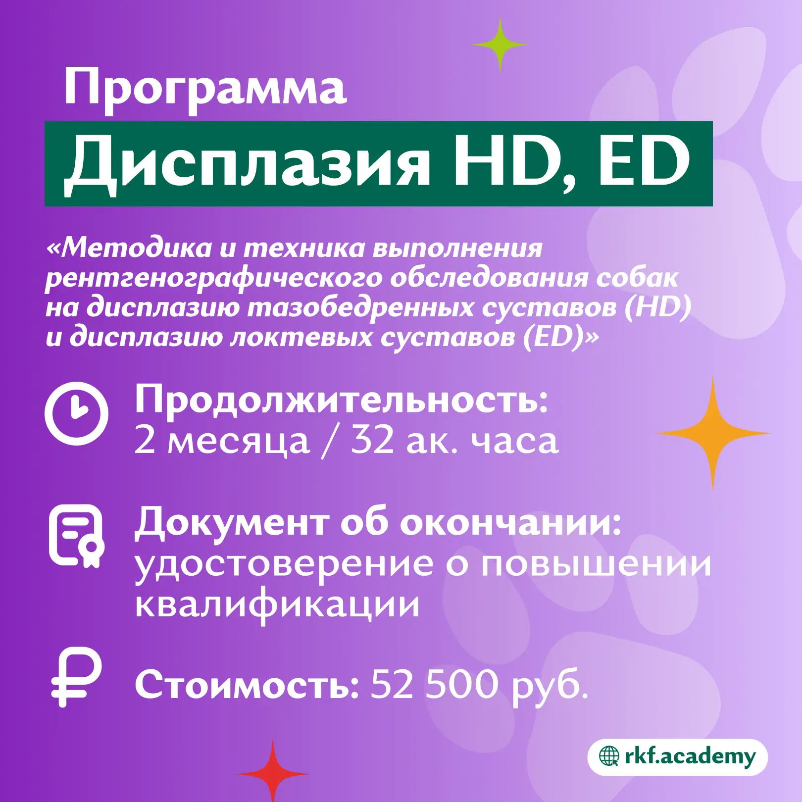 🔥 25 июня открывается набор по программе для ветеринарных специалистов: «Методика и техника выполне