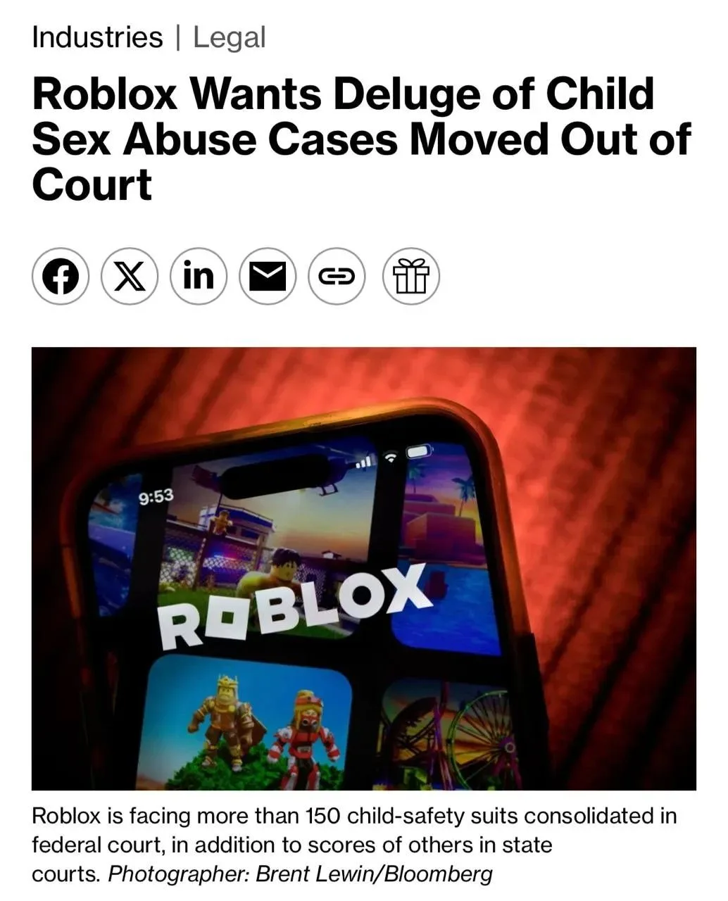 ❗️Roblox может столкнуться с блокировкой в США на фоне громкого скандала вокруг безопасности детей, 