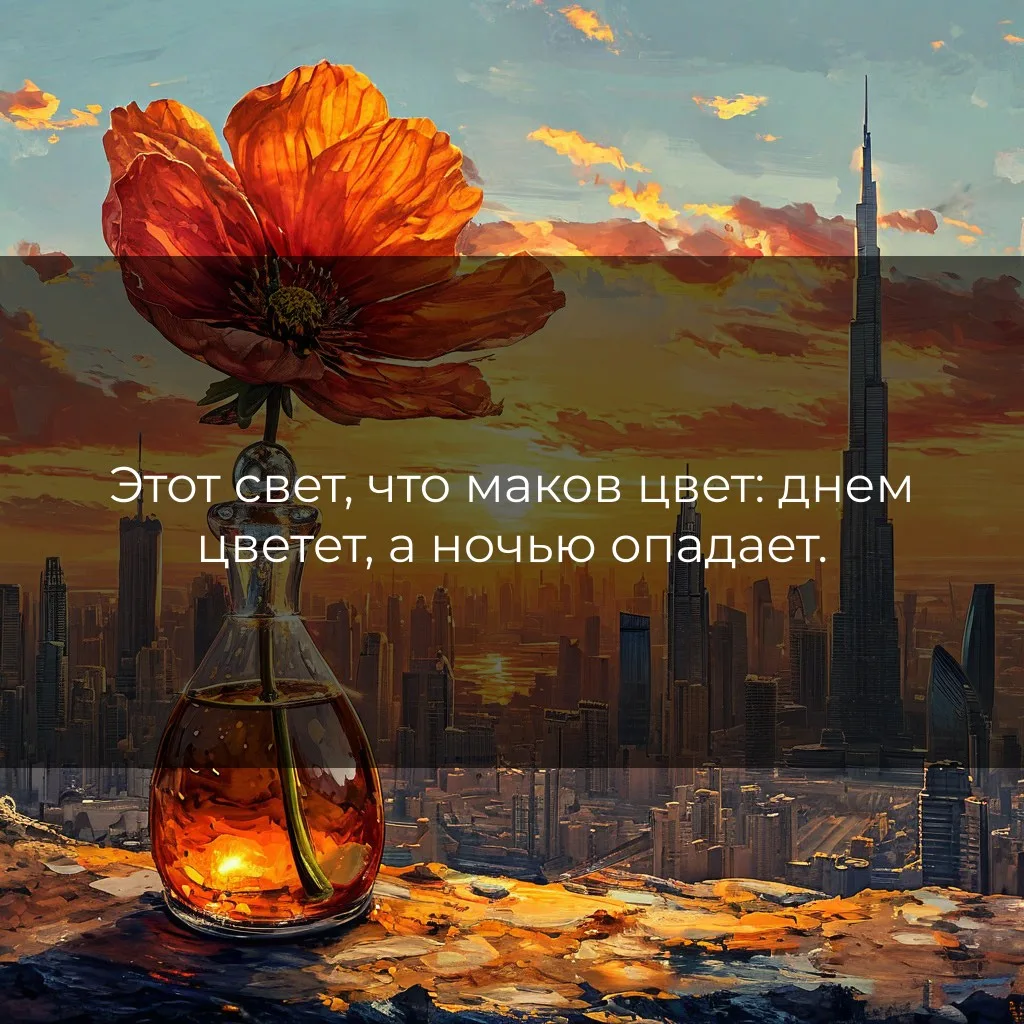 Этот свет, что маков цвет: днем цветет, а ночью опадает.

✨ Жизнь подобна хрупкому цветку, который р