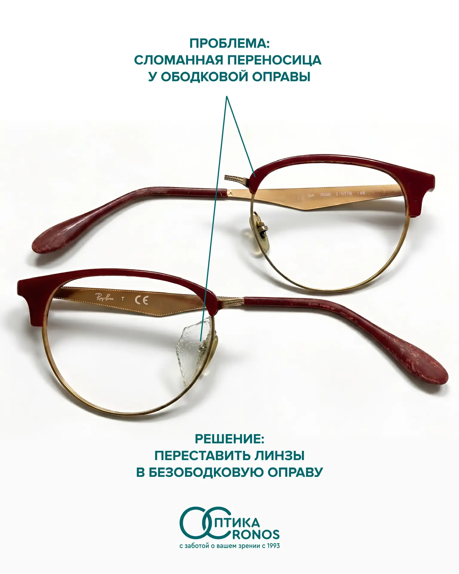 Ситуация: критическая 🙌🏻

▫️Вводные: сломанная переносица у ободковой оправы. 

▫️Отягчающие обсто
