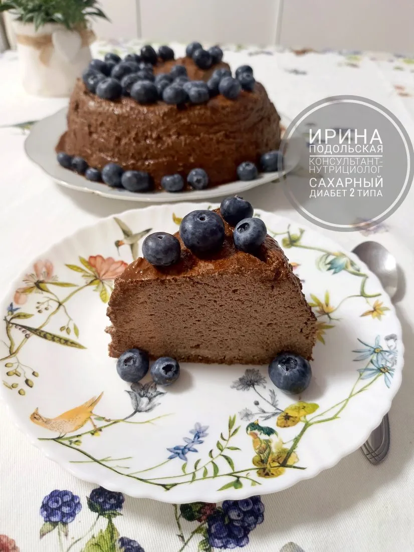 🫐🍰Шоколадный чизкейк с черникой для диабетиков 2 типа, людей с инсулинорезистентностью, и тех, кто