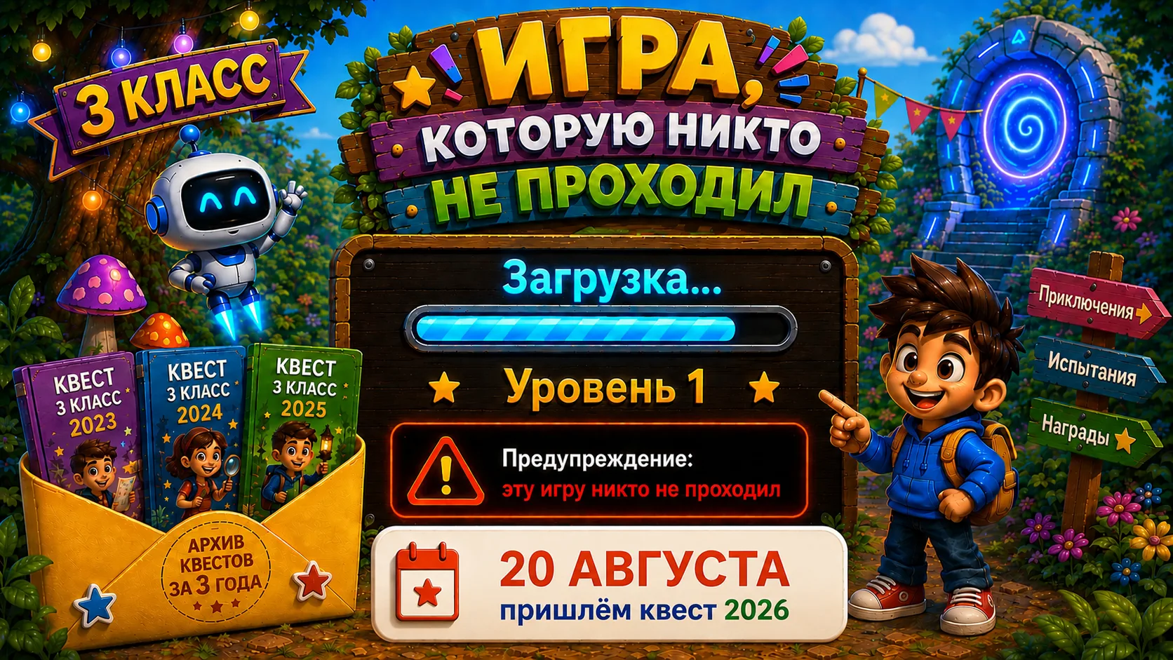 ⭐ СОВУШКА ДАРИТ КВЕСТ К 1 СЕНТЯБРЯ! ⭐

Уже готовим для третьеклассников новое приключение — «Игра, к