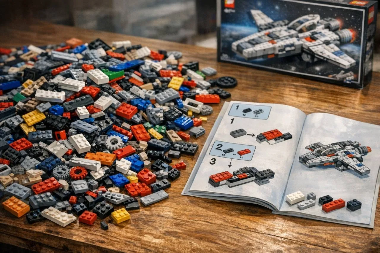 Вы когда-нибудь собирали LEGO?

Сотни деталей разных форм, размеров и цветов. Всё вперемешку. Если в