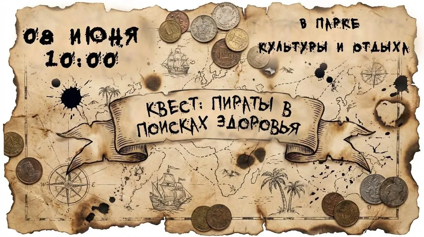 8 июня – пиратское приключение в парке!
Приглашаем всех желающих   на увлекательную квест-игру "Пира
