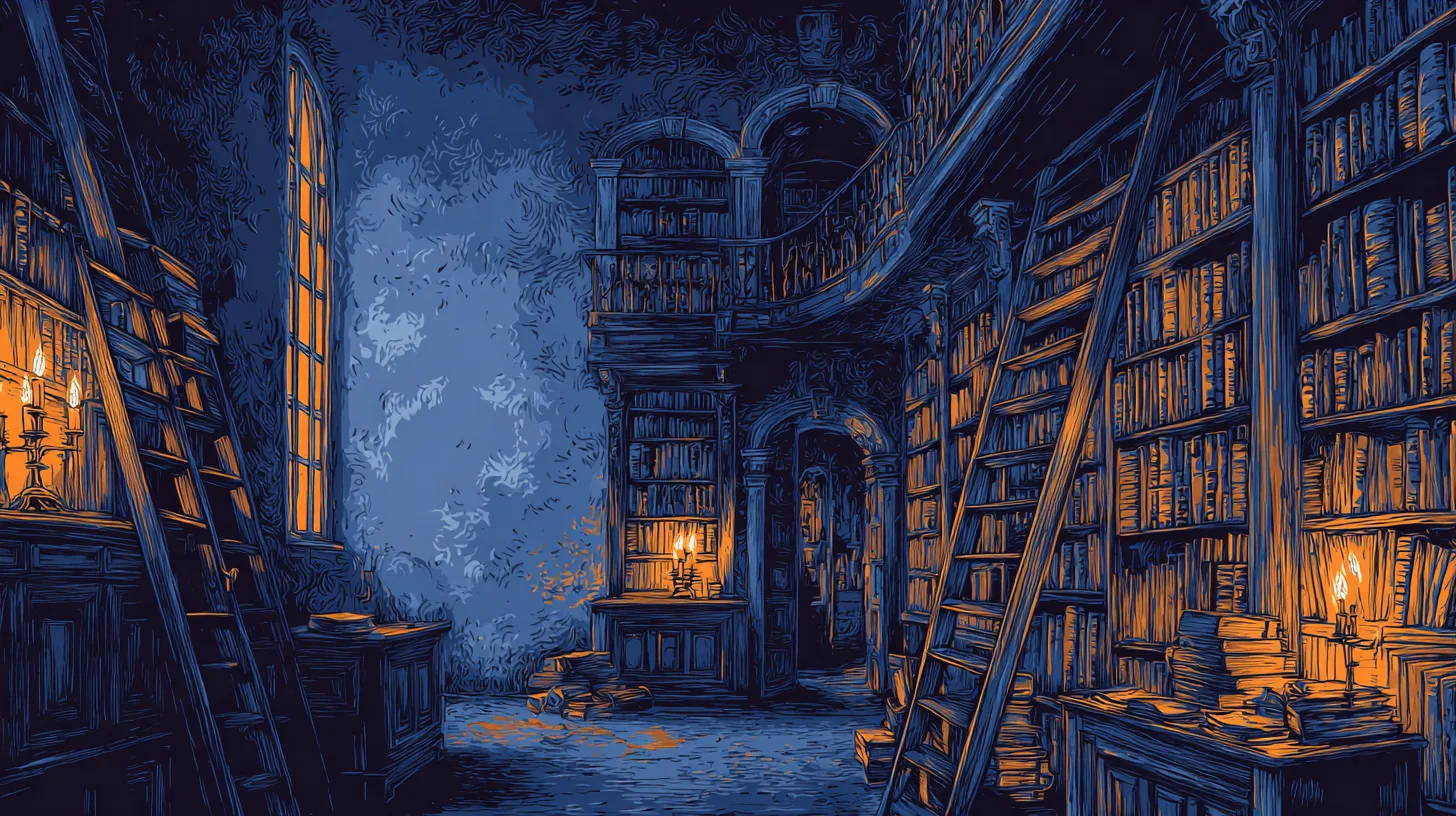 Library, crosshatching