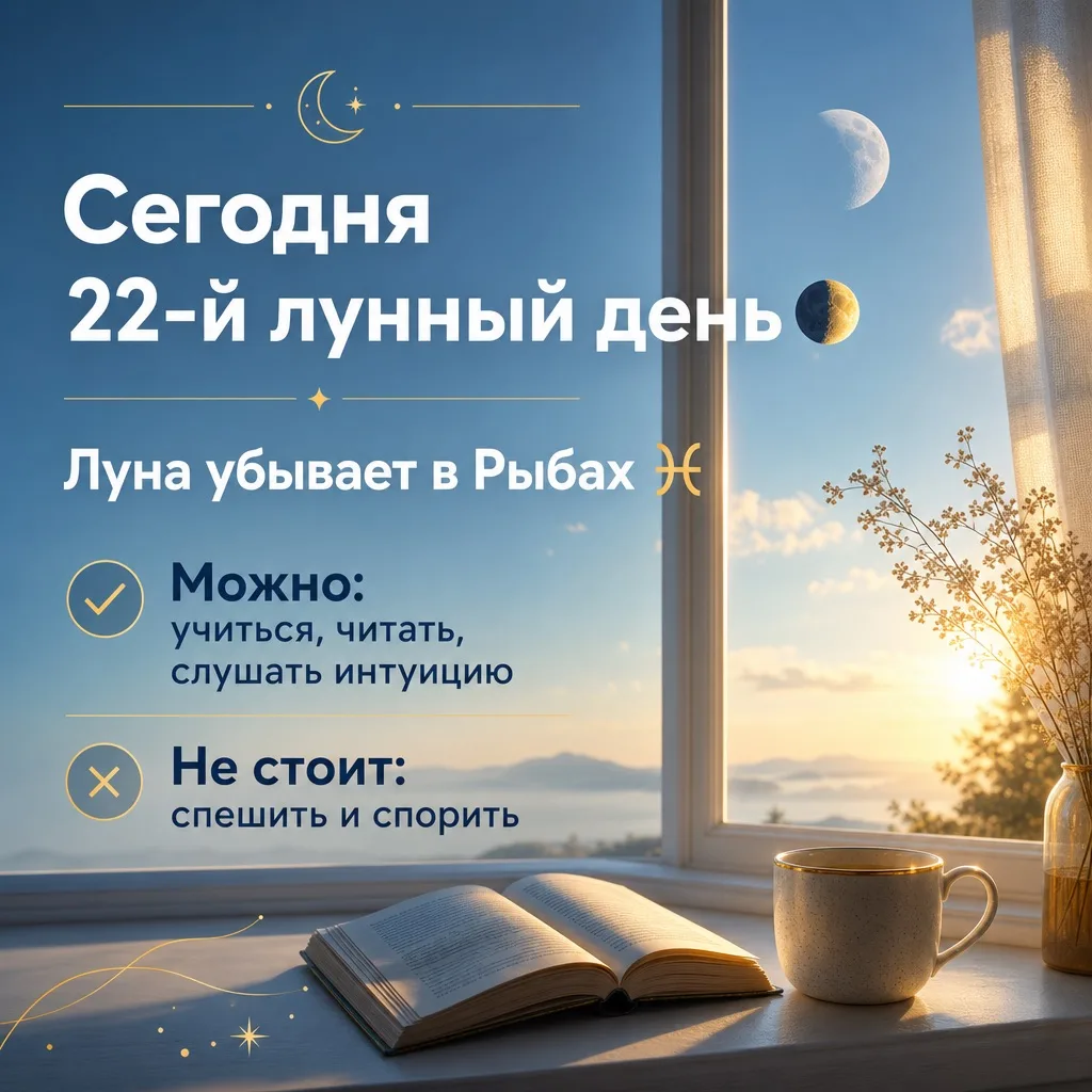 🌞 Сегодня воскресенье, 7 июня 2026 года, и у нас 22-й лунный день. Луна убывает и находится в знаке