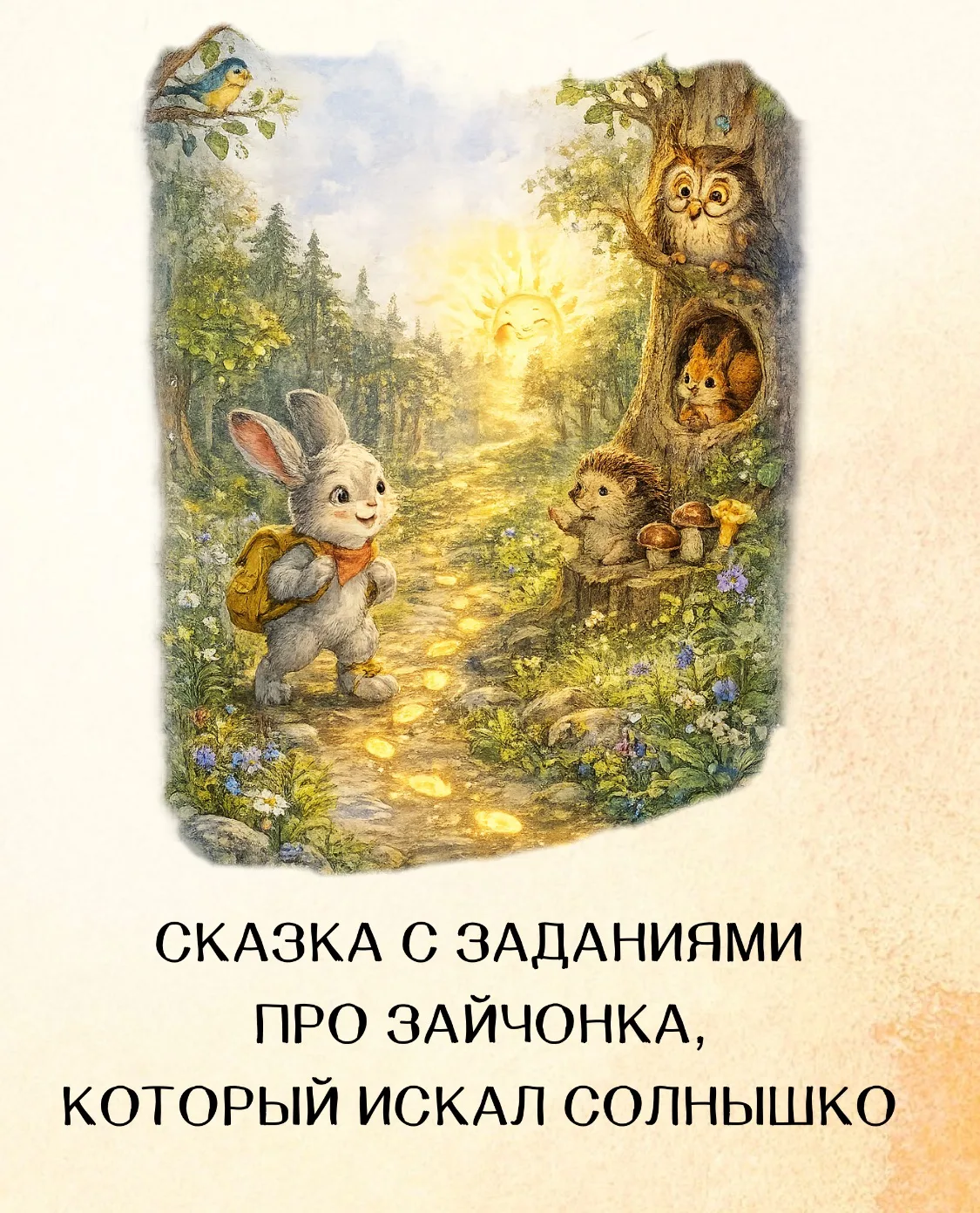 Сказка с заданиями про зайчонка, который солнышко искал. 

Я давно задумала идею сказки, чтобы и ист