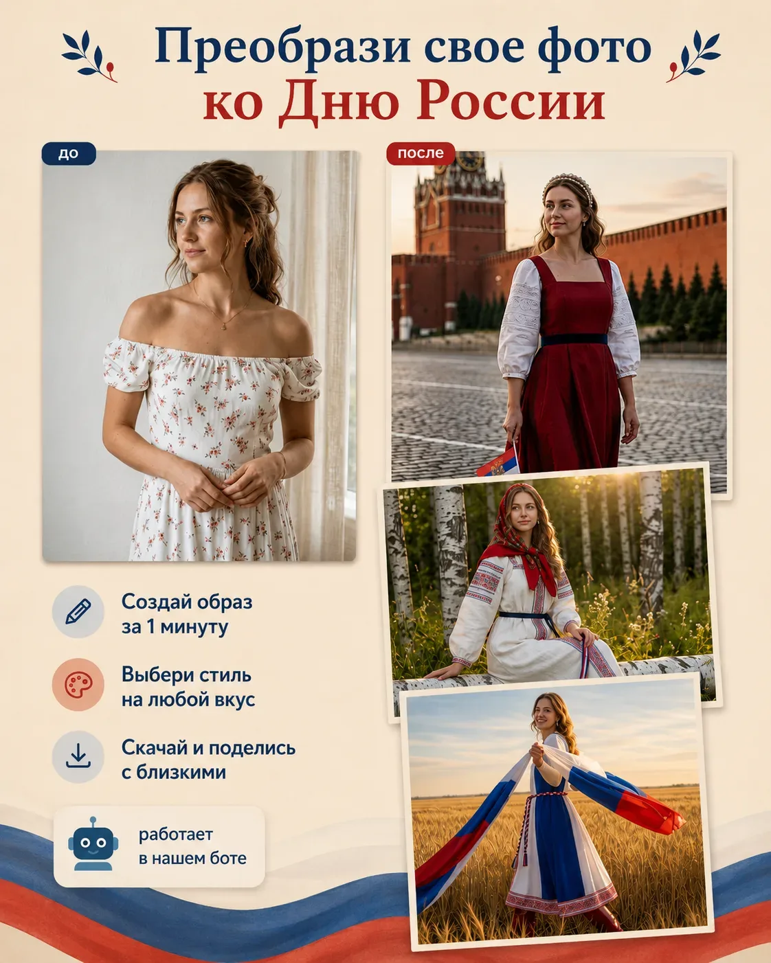 ❗️Как удивить родных в День России?

Скоро все сообщения заполнятся однотипными картинками из интерн