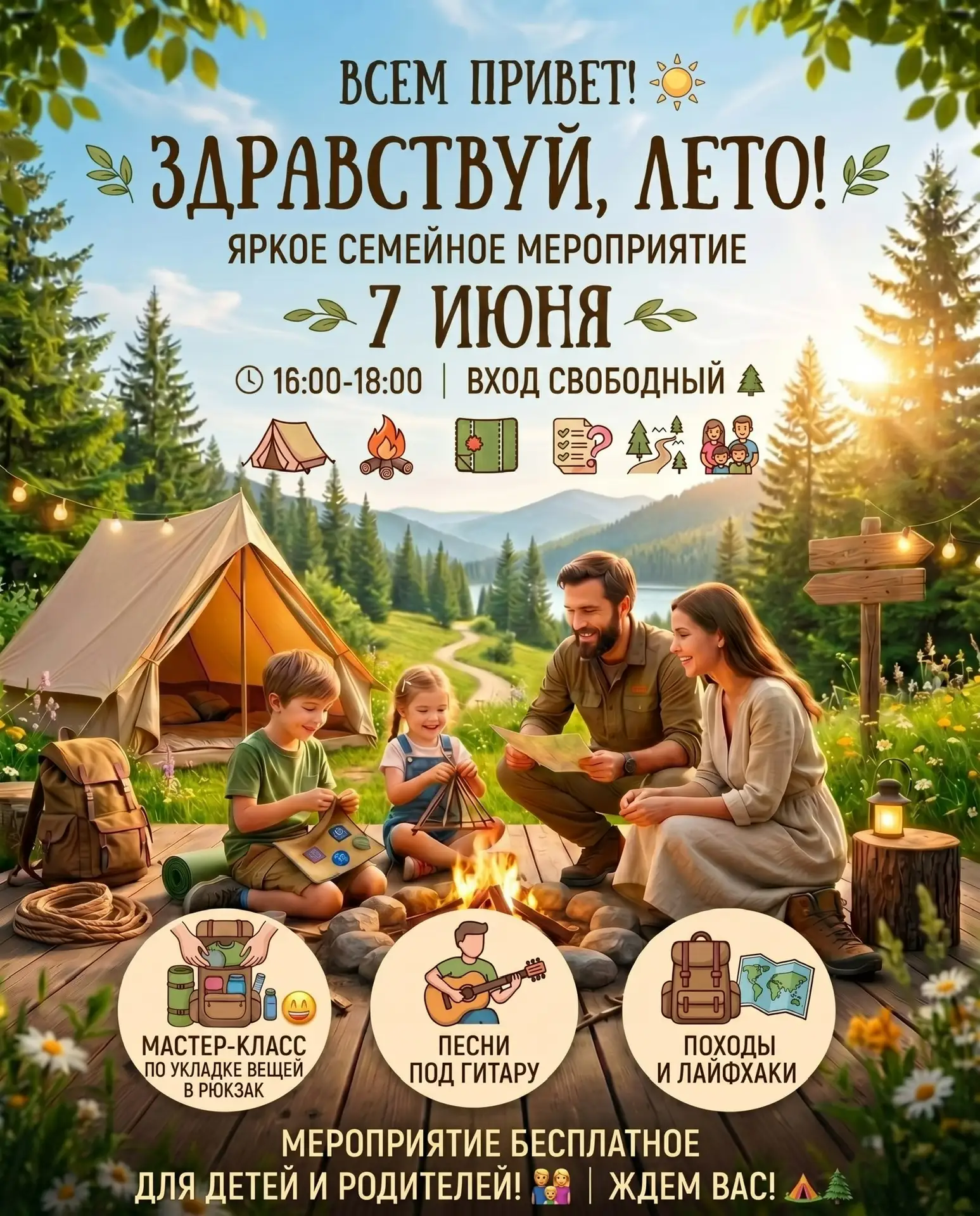 Всем привет! ☀️
7 июня приглашаем детей и родителей на яркое семейное мероприятие, посвящённое лету 