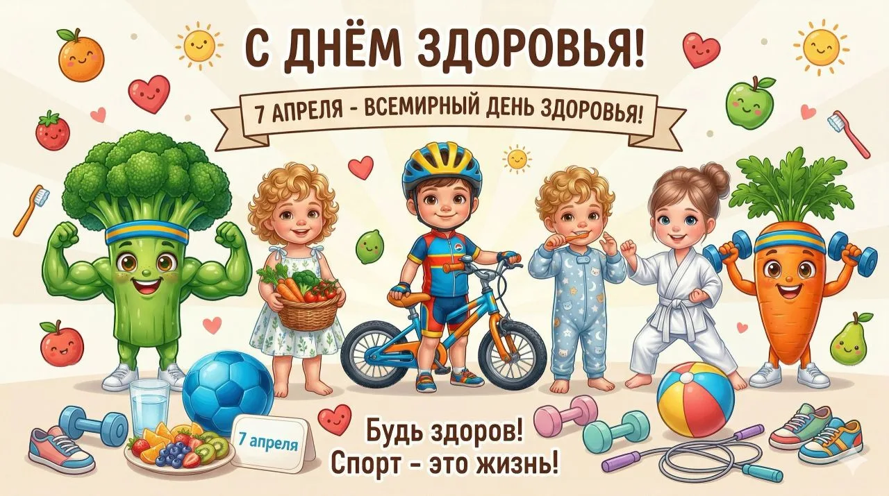 🌿 Всемирный день здоровья — 7 апреля

Здоровье — это движение, спорт, полезная еда и хорошие привыч