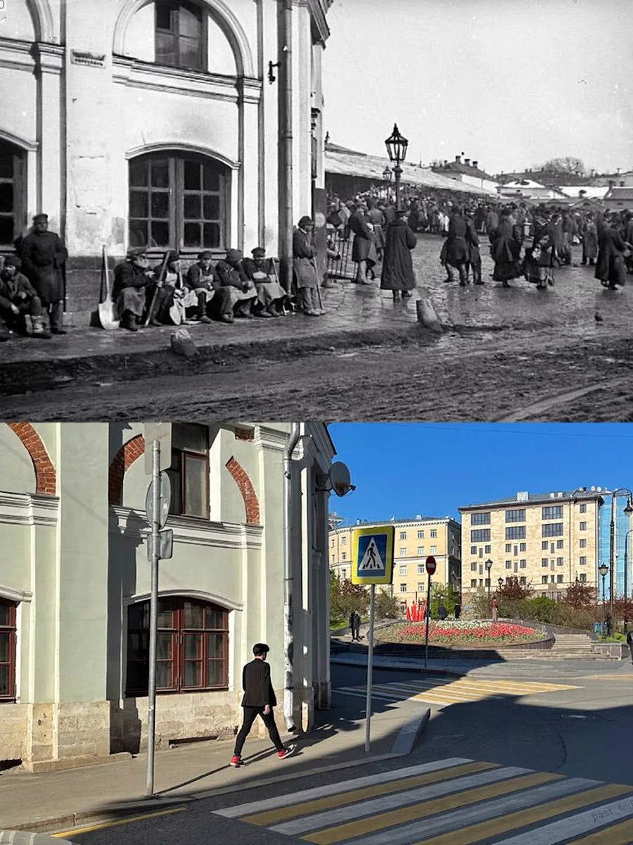 📍Хитровка и угол ночлежного дома Е.П. Ярошенко от Подколокольного переулка.

1900/2023 год.

💡С 60
