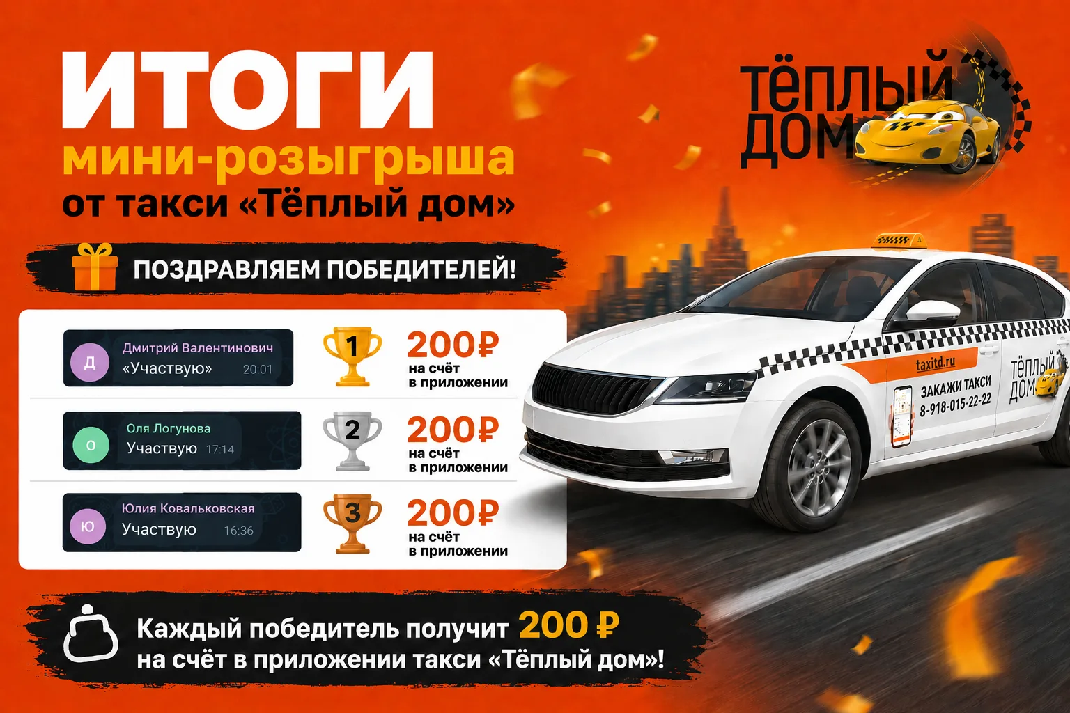 🎉 Победители нашего мини-розыгрыша определены! 🎉

Спасибо всем, кто принимал участие 💛

Мы свяжем