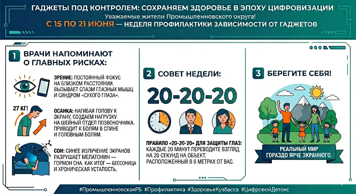 📱 Гаджеты под контролем: сохраняем здоровье в эпоху цифровизации 📲

Уважаемые жители Промышленновс