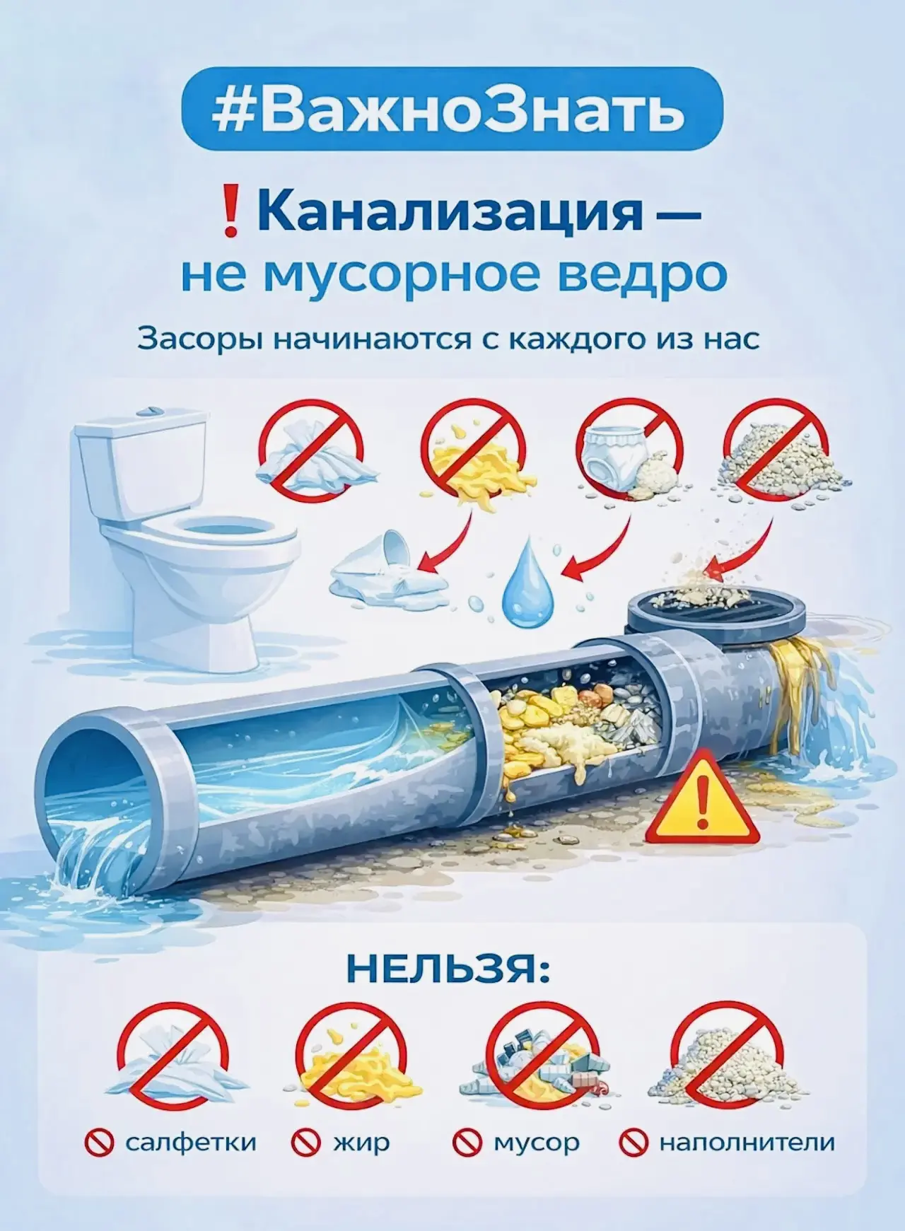 💦 Правило трёх «Ж»:

✅ Жидкое — можно.
✅ Жидкость + жалкая горстка туалетной бумаги — можно.

❌ Всё