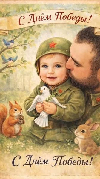Поздравляем с 9 Мая! С Днём Победы! Спасибо за победу , за возможность жить! 
Пусть в семьях царит л