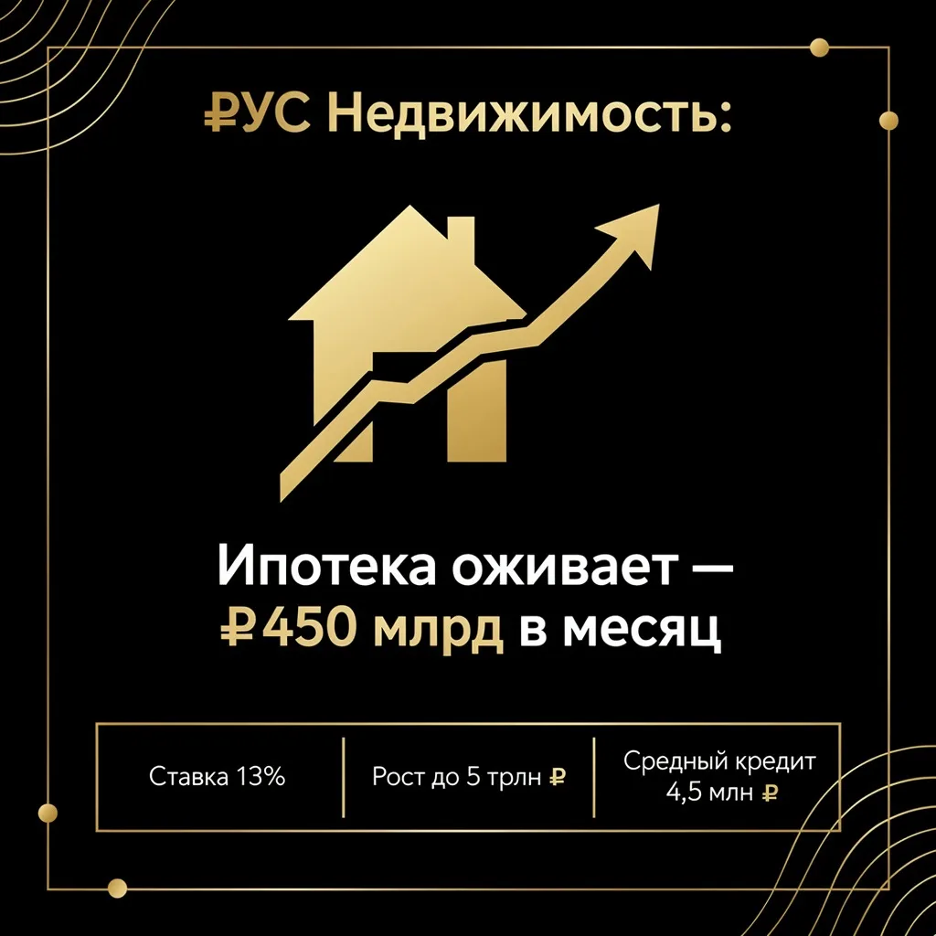 🏠 Ипотека оживает: рынок может выдать более ₽450 млрд в месяц уже к концу года — даже при ставке 13