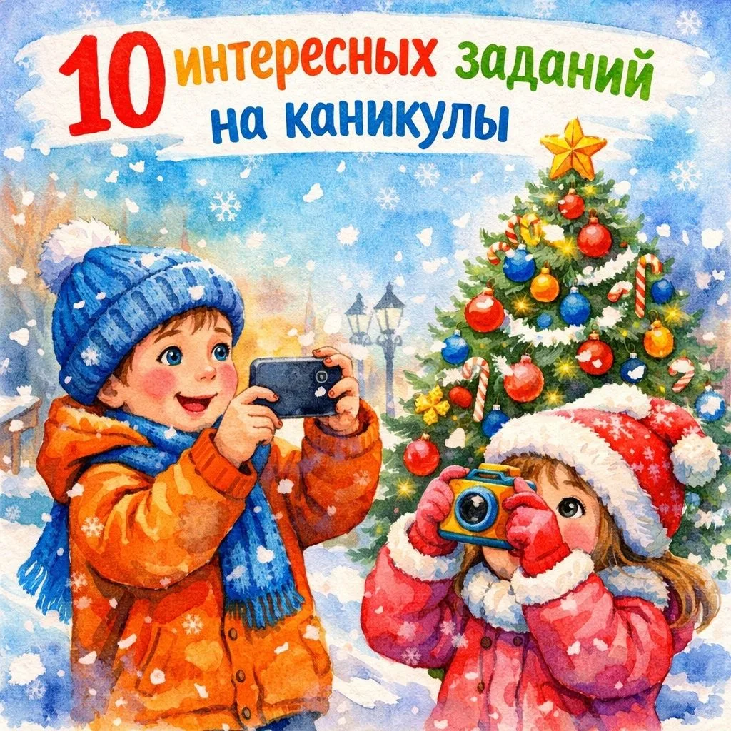10 ИНТЕРЕСНЫХ ЗАДАНИЙ НА КАНИКУЛЫ
Чтобы новогодние каникулы прошли не только весело, но и с пользой,
