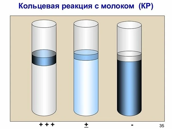 Кольцевая реакция (КР) с молоком применяют с целью определения благополучия стад( ферм) по бруцеллез