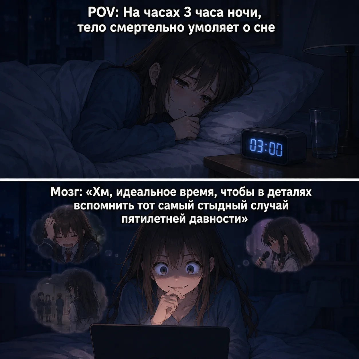 Я не могу заснуть...

Жиза, и это самая частая проблема, так что не переживай:

⭐️ Используй метод 4