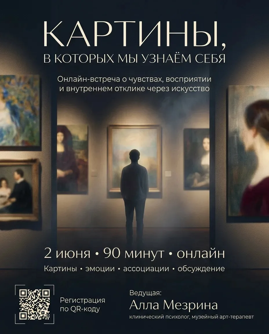Сегодня 2 июня в 19:00 состоится встреча группу по музейной арт-терапии. Ждём всех заинтересованных!