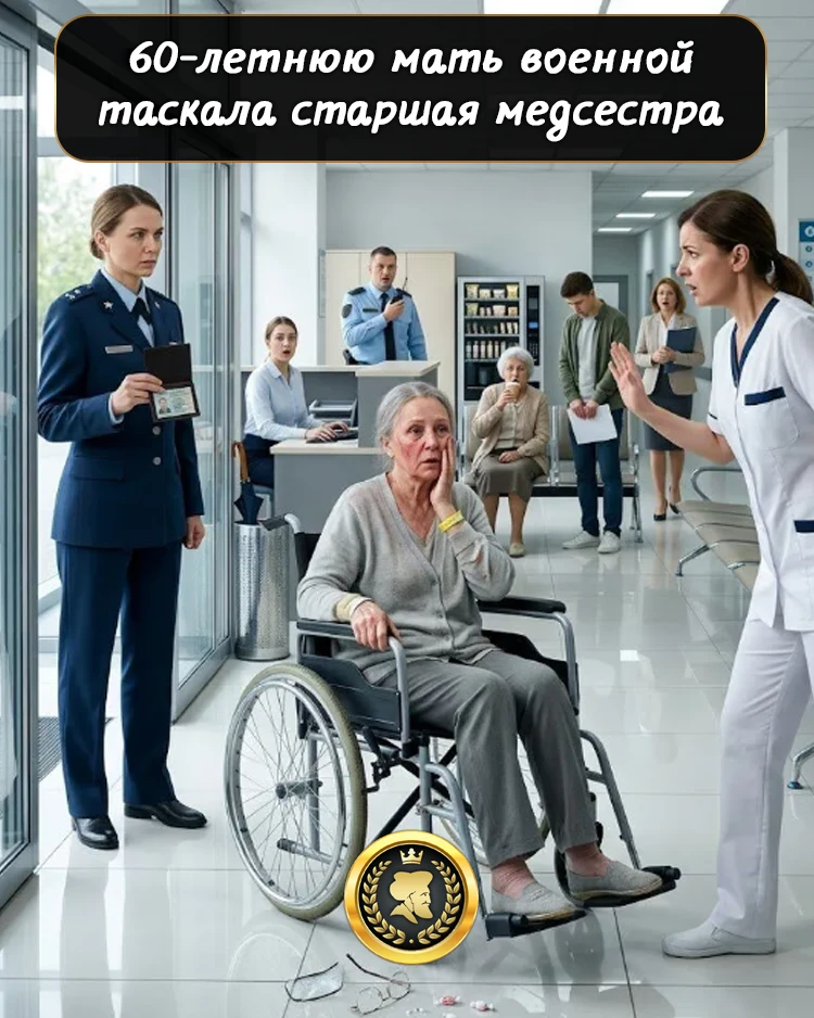 60-летнюю мать военной прямо в холле больницы таскала старшая медсестра.

Никто не вмешался. Все реш