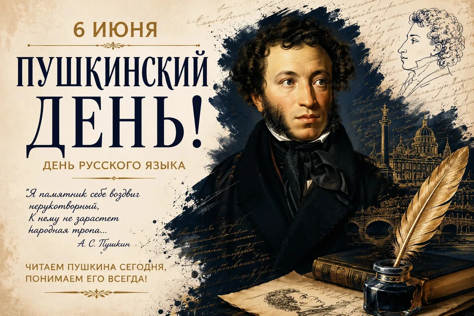 6 июня наша страна отмечает сразу два праздника:
🔹 Пушкинский день России
🔹 День русского языка

А
