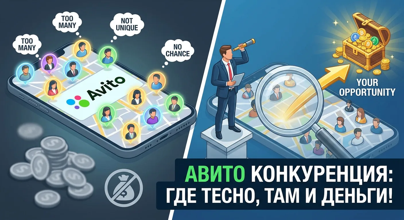 Почему конкуренция на Авито — это хорошо. Если в нише тесно, значит, там лежат ваши деньги

«Ой, там