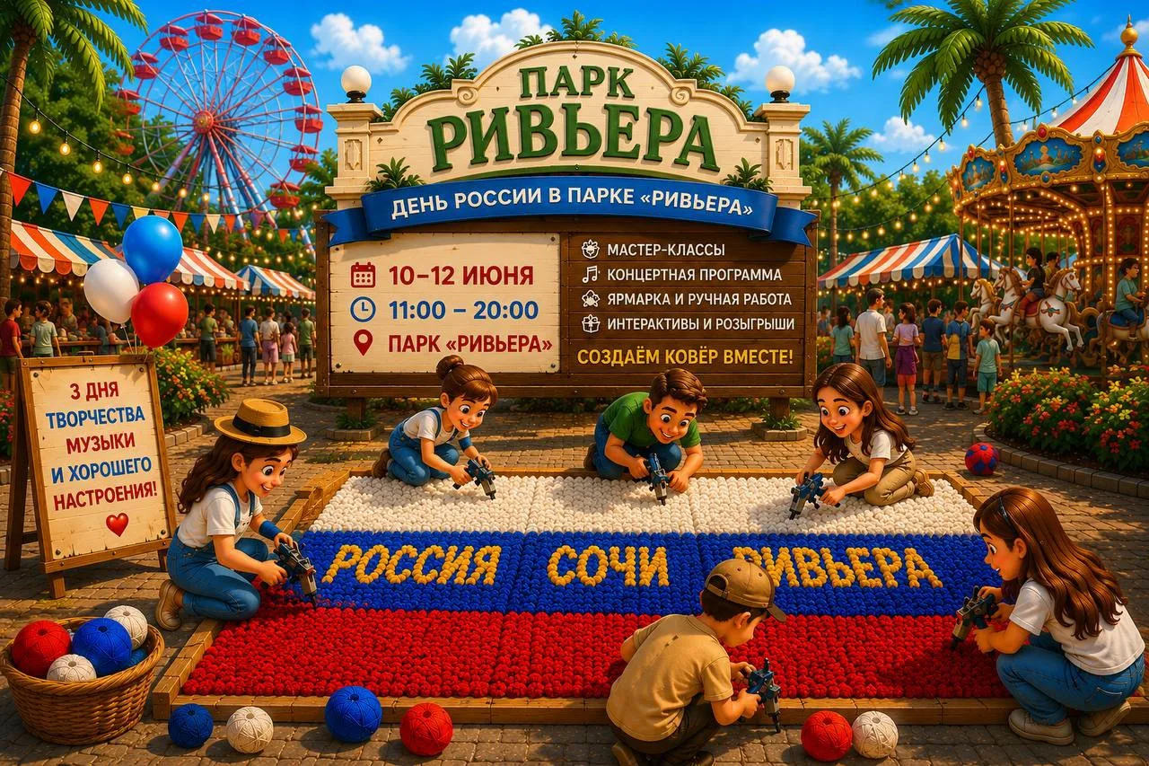 🇷🇺🌴 В парке «Ривьера» начинается большой праздник ко Дню России!

С 10 по 12 июня парк станет цен