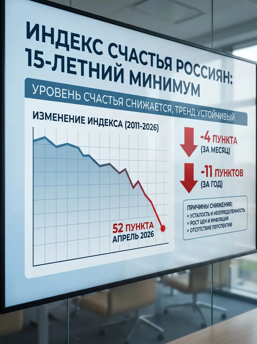 За один месяц — минус четыре пункта, за год — минус одиннадцать.

Цифра выглядит спокойно, но она го