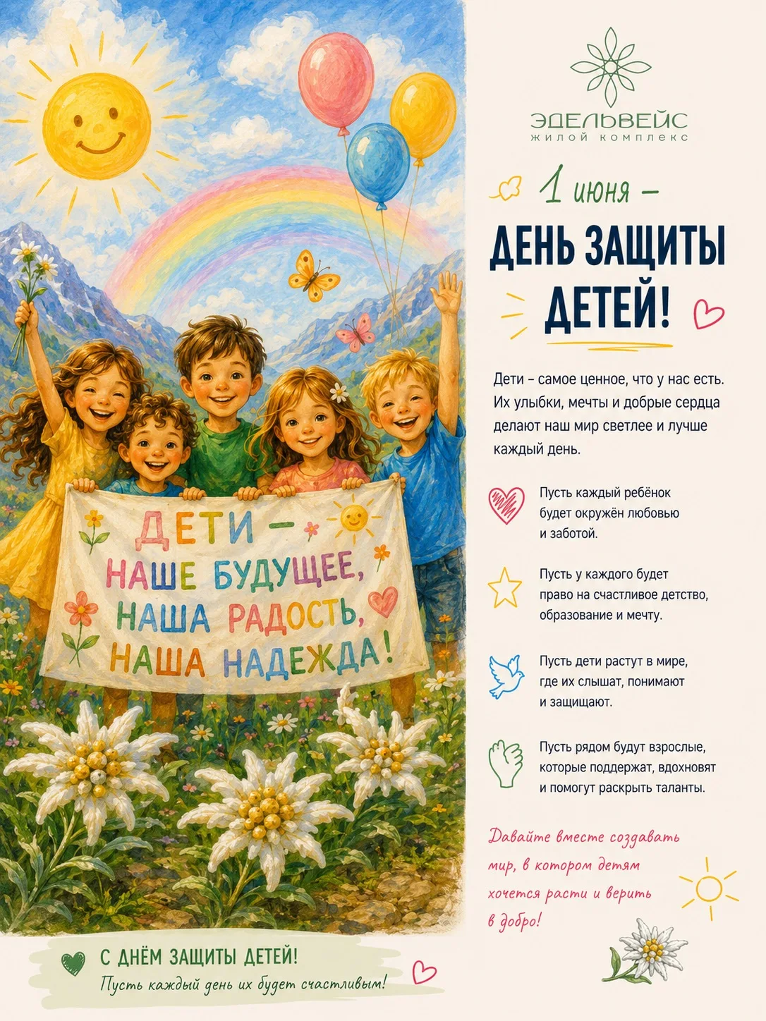 Пусть каждый ребенок будет здоров, счастлив и любим!