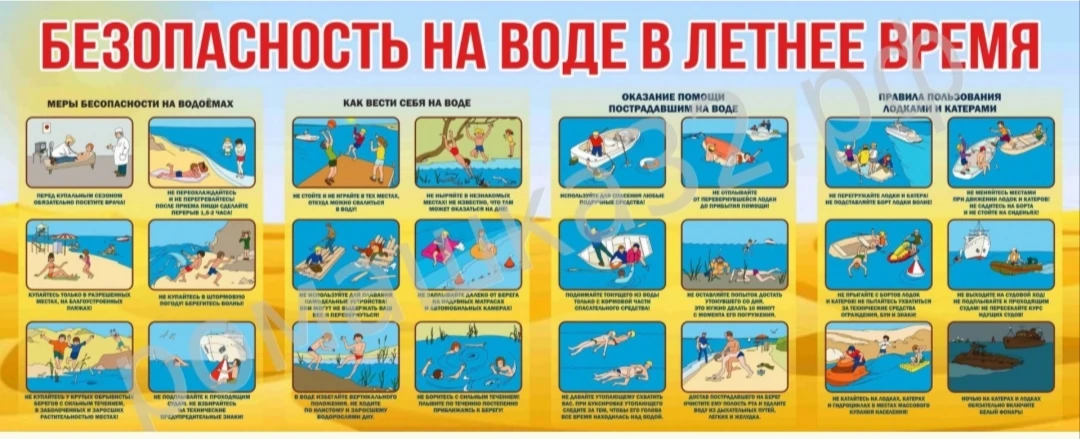 Безопасность на водоёмах в летний период. Основные правила безопасности поведения на воде».🌊 
 
‼Во