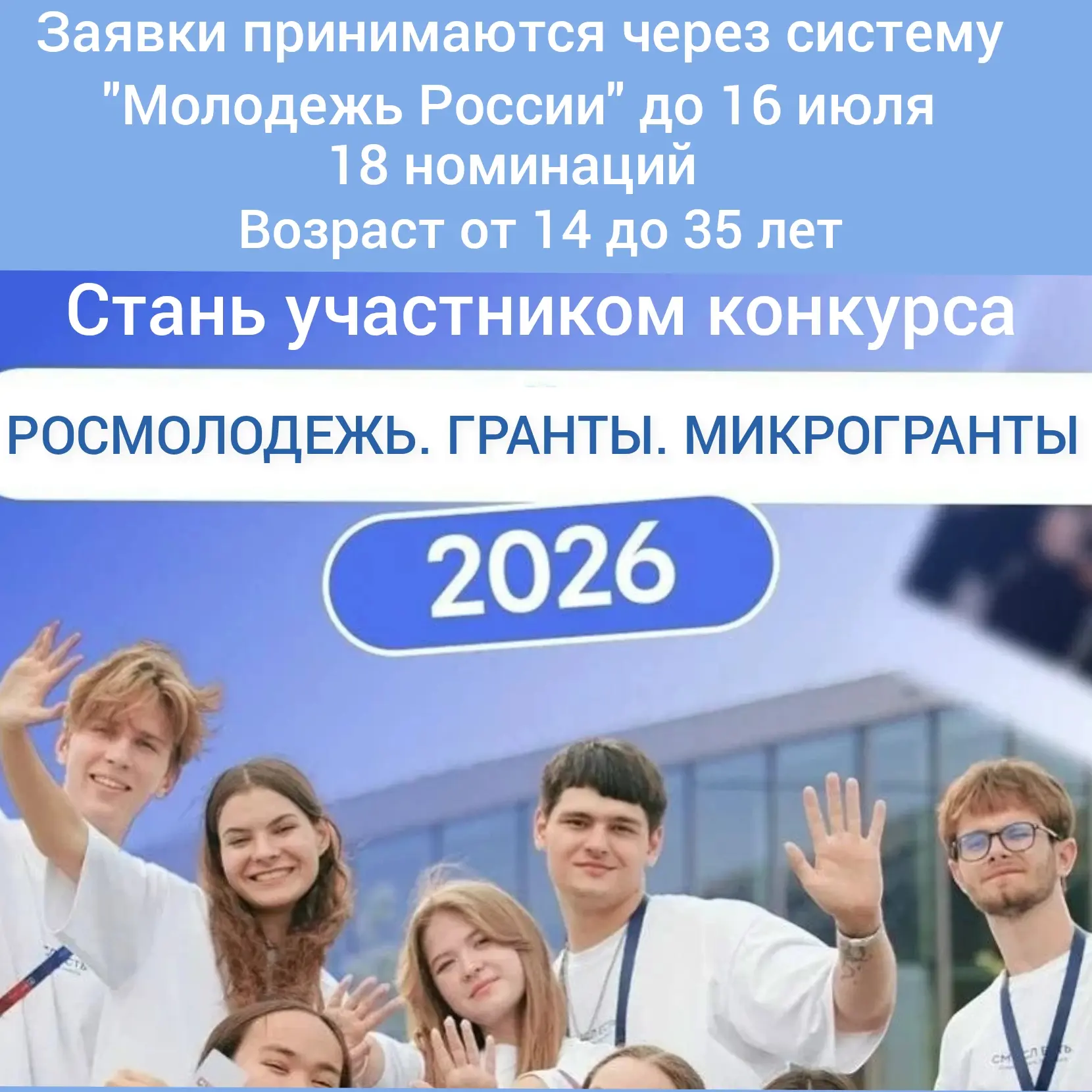Запущен конкурс «Росмолодёжь.Гранты: Микрогранты». Участниками могут стать граждане России и Абхазии