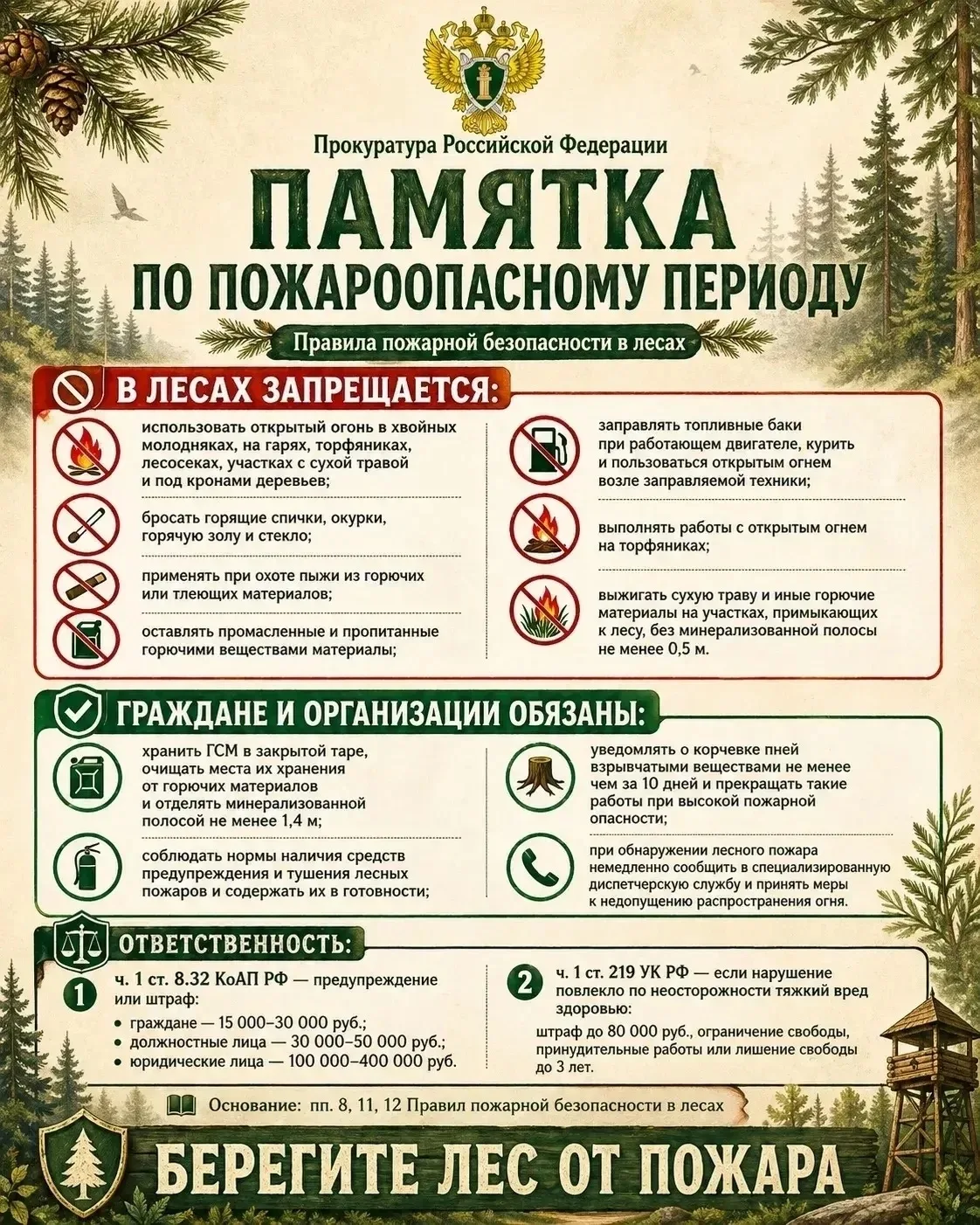 🌲🔥Внимание! Объявлен пожароопасный сезон!

Не забывайте о правилах пожарной безопасности!