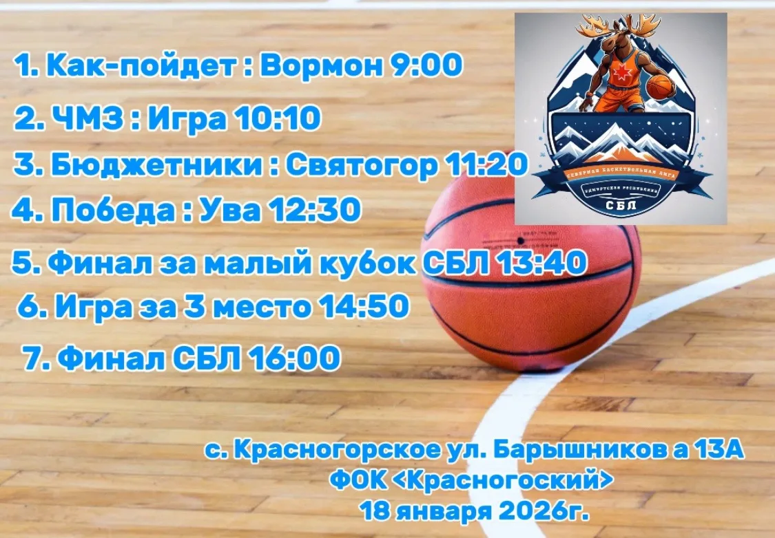 18 января с 9:00 в ФОК <Красногорский> будут жаркие матчи на паркете.

Кто станет победителем малого