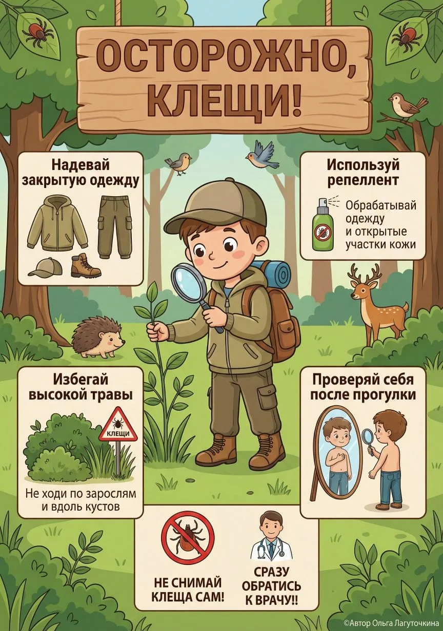 Весна — не только тепло, но и... клещи! 🕷️⚠️

Солнце припекает, и нас тянет на природу: дачи, парки