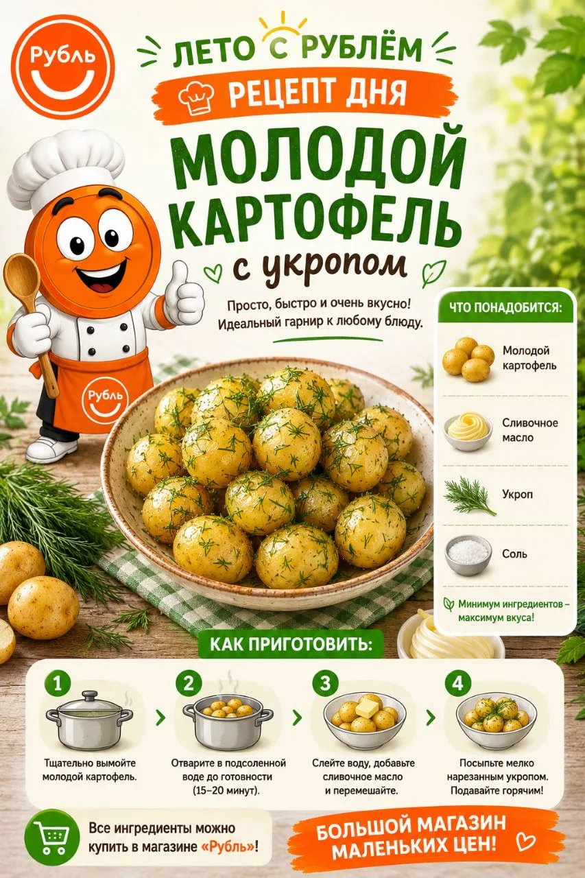 ☀️ ЛЕТО С РУБЛЁМ ☀️

🍴 Рецепт дня — Молодой картофель с укропом

Иногда самые простые блюда становя