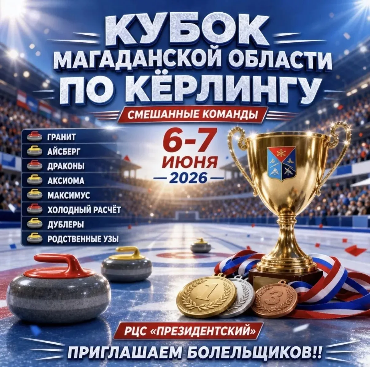 Расписание Кубка Магаданской области по кёрлингу ⛳

️6 июня
8:30 🥌 Холодный расчёт - Аксиома, Грани