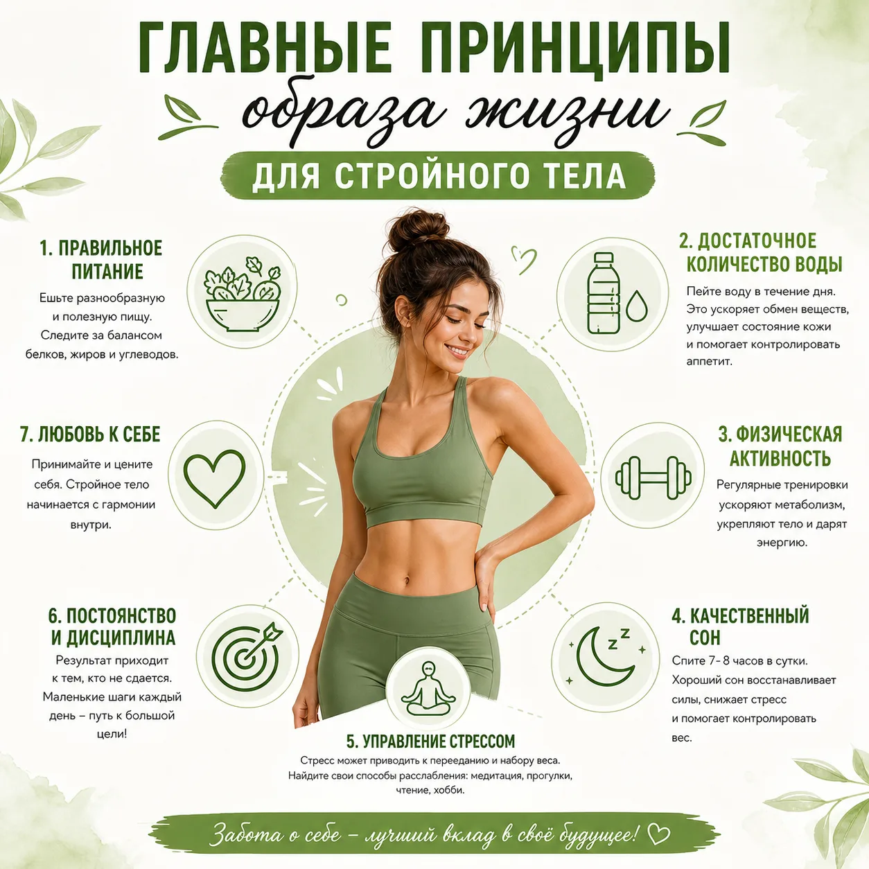 Главные принципы образа жизни для стройного тела👆