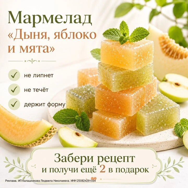 erid: 2W5zFHjD4AD

🍈 Нарезной мармелад «Дыня, яблоко и мята»

Свежий летний вкус: сладкая дыня, лёг