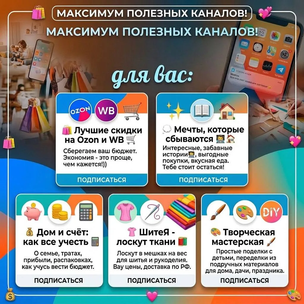 Собрала подборку самых полезных каналов: 

🛍️ Лучшие скидки на Ozon и WB 

   🔝Сберегаем ваш бюдже