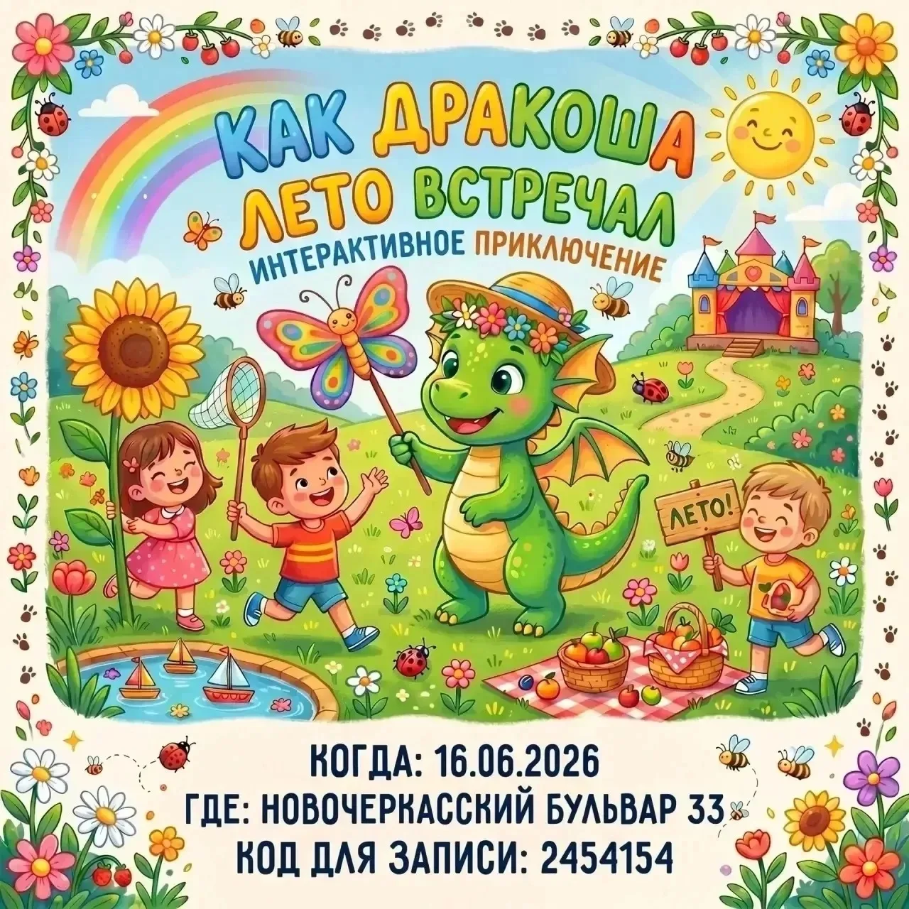 ☀ Подарите детям настоящее волшебство! Интерактивный спектакль «Как Дракоша лето встречал» 
 
🥰 Дор