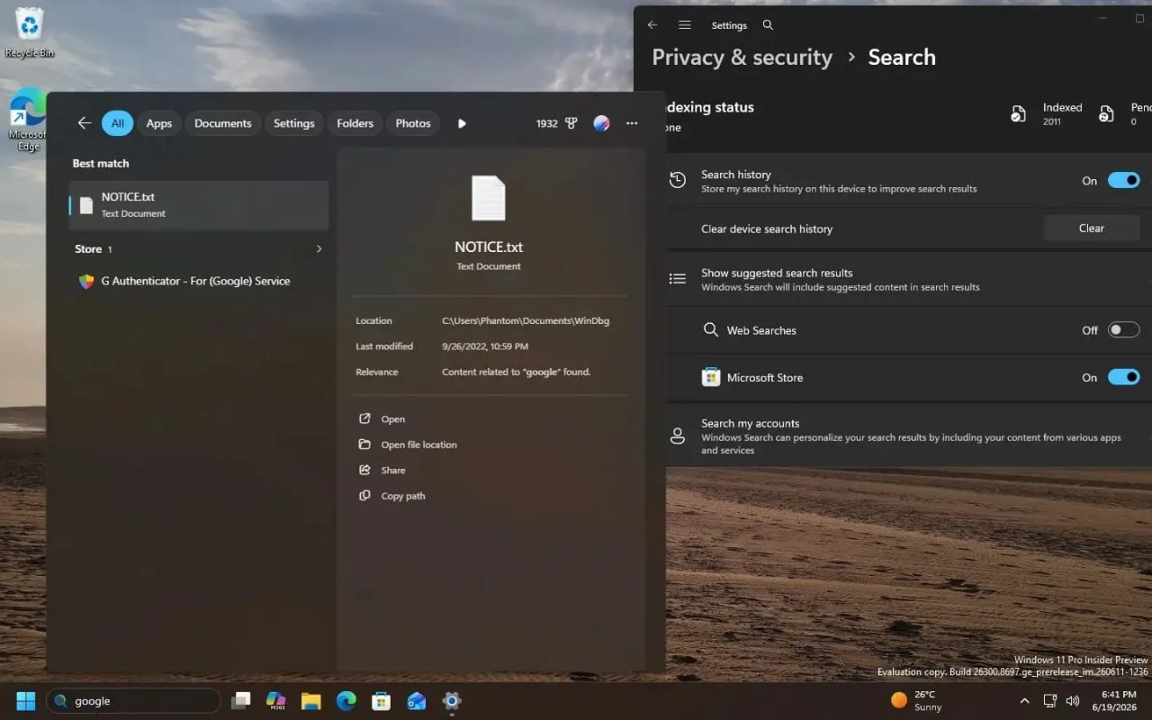 В Windows 11 26H2 появится долгожданная функция отключения веб-поиска в меню Пуск

Сейчас при поиске