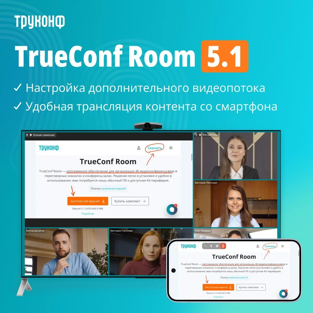 🔥 Обновление TrueConf Room 5.1

В новой версии программного ВКС-терминала мы упростили настройку до