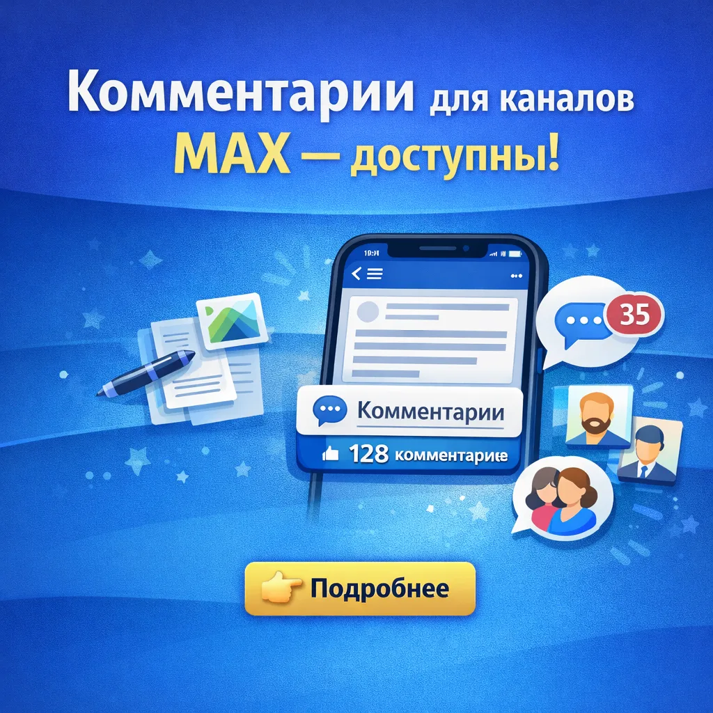 Комментарии для каналов MAX — наконец-то! 🚀

Долгожданная функция теперь доступна: подписчики вашег