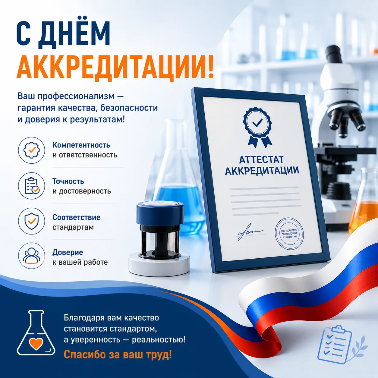 🧪 С Днём аккредитации!

Поздравляем специалистов лабораторий, экспертов по аккредитации, метрологии